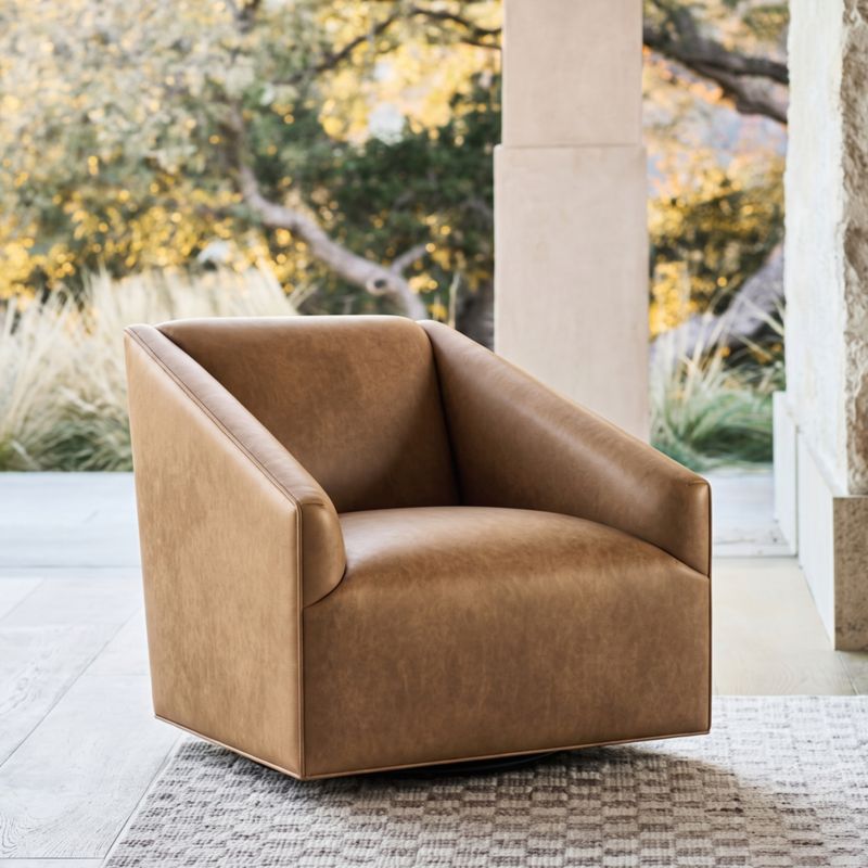 Baron Leather Swivel Accent Chair - image 3 of 8