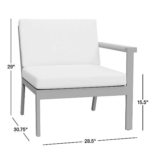 Alfresco Left-Arm Outdoor Chair with Silver Cushions