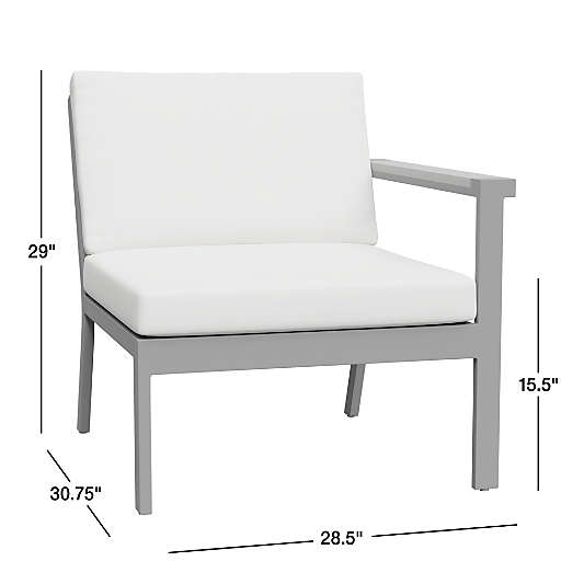 Alfresco Right-Arm Outdoor Chair with Silver Cushions
