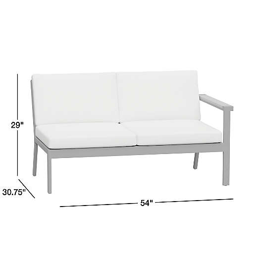 Alfresco 54" Right-Arm Outdoor Sofa with Silver Cushions