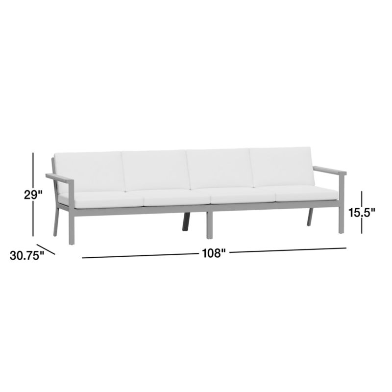 Alfresco Metal 108" 2-Piece Outdoor Sectional Sofa with Silver Cushions