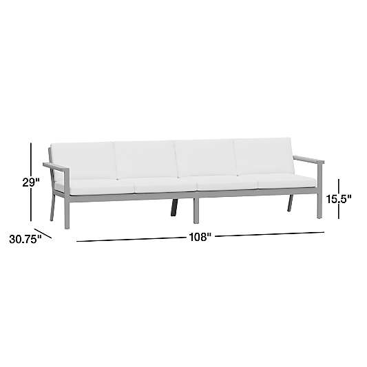 Alfresco Metal 108" 2-Piece Outdoor Sectional Sofa with Silver Cushions