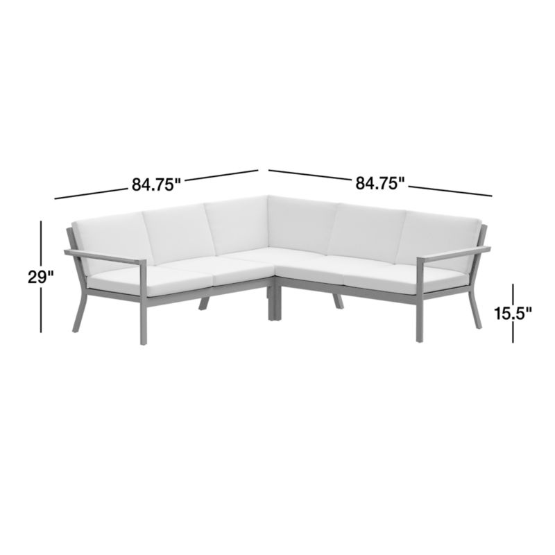 View Alfresco Metal 3-Piece L-Shaped Outdoor Sectional Sofa with Silver Sunbrella® Cushions - image 3 of 8