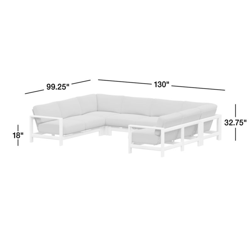 Anguilla Teak -Piece U-Shaped Outdoor Sectional Sofa with Black Cushions