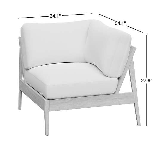 Andorra Weathered Grey Wood Outdoor Corner Chair with Sand Cushions