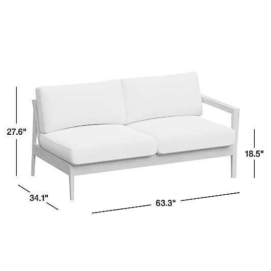 Andorra 63" Weathered Grey Wood Right-Arm Outdoor Sofa with Sand Cushions