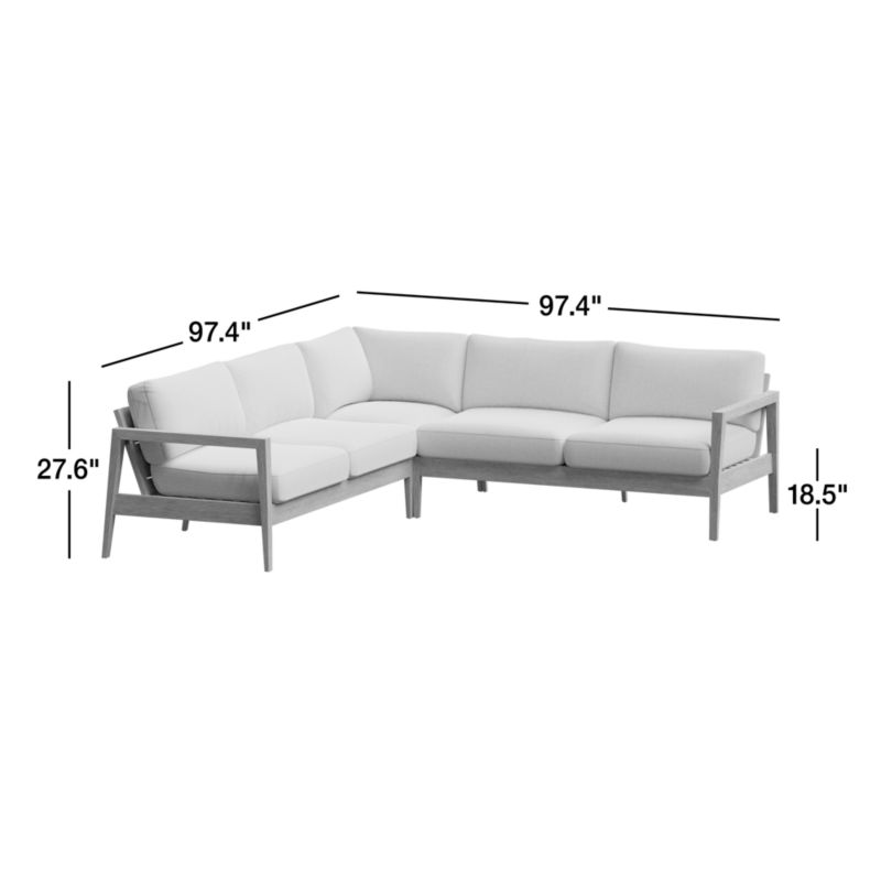 Andorra Weathered Grey Wood -Piece L-Shaped Outdoor Sectional Sofa with Taupe Cushions