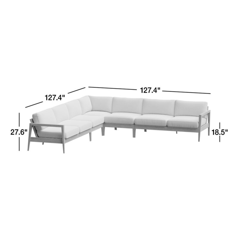 View Andorra Weathered Grey Wood 5-Piece L-Shaped Outdoor Sectional Sofa with Sand Cushions - image 3 of 11