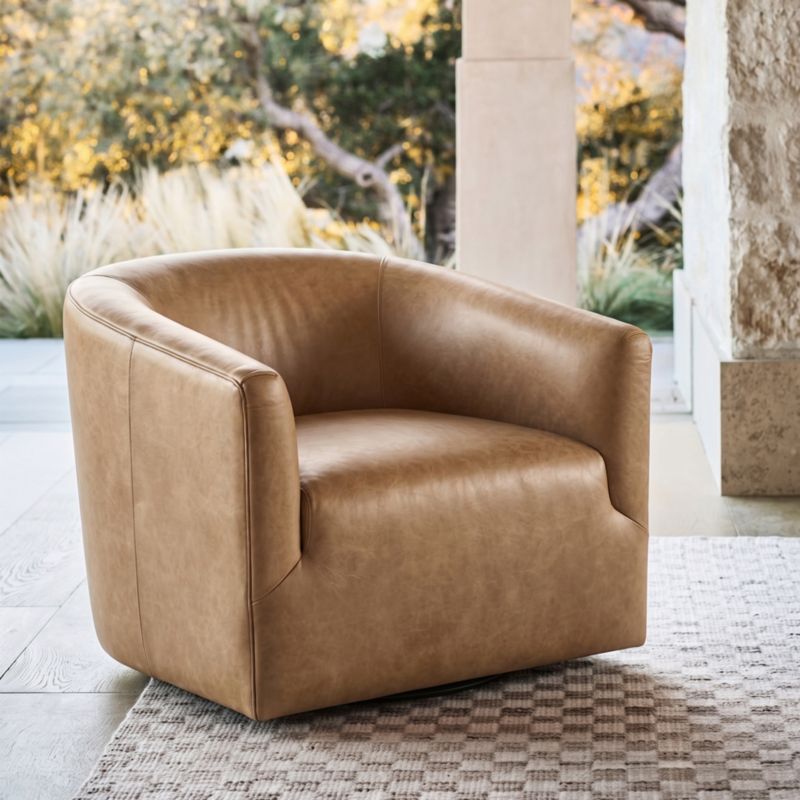 Carlyle Leather Swivel Accent Chair - image 3 of 8