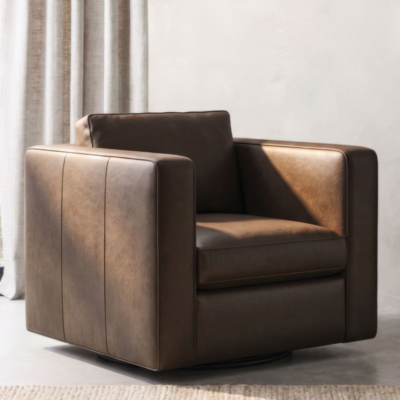 Aris 34.5" Leather Swivel Chair - image 4 of 8