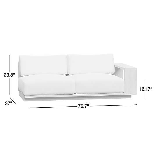 Mallorca 76" Wood Right-Arm Outdoor Sofa with Ivory Cushions
