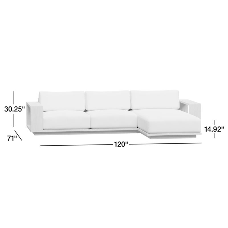 Mallorca Wood 2-Piece Right-Arm Chaise Outdoor Sectional Sofa with Taupe Cushions