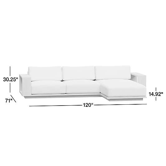 Mallorca Wood 2-Piece Right-Arm Chaise Outdoor Sectional Sofa with Ivory Cushions