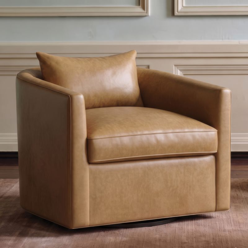 Drew Leather Grande Swivel Accent Chair - image 3 of 8