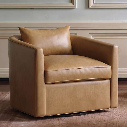 Drew Leather Grande Swivel Accent Chair