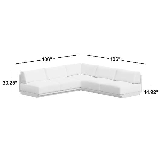 Mallorca Wood 3-Piece L-Shaped Armless Outdoor Sectional Sofa with Ivory Cushions