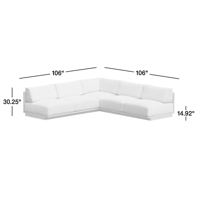 Mallorca Wood 3-Piece L-Shaped Armless Outdoor Sectional Sofa with Canvas Natural Sunbrella ® Cushions