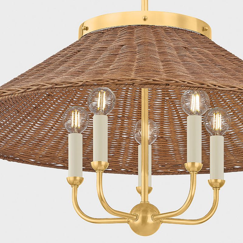 Lugo Brass and Rattan Chandelier 27.5" - image 4 of 6