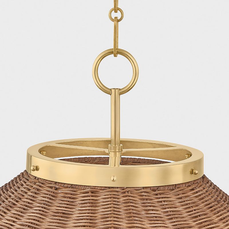 Lugo Brass and Rattan Chandelier 27.5" - image 5 of 6