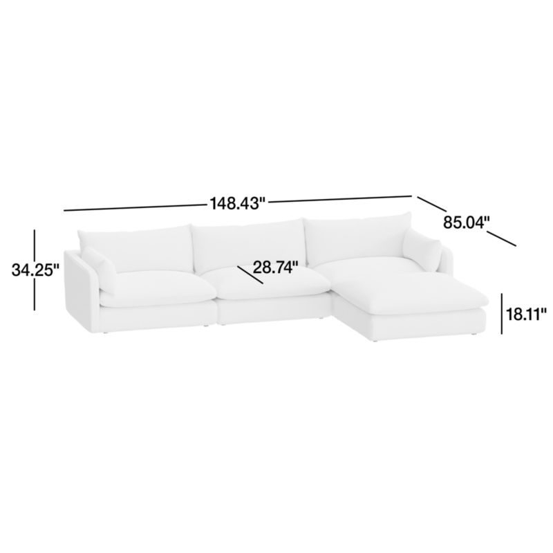 View Unwind 4-Piece Reversible Slipcovered Sectional Sofa - image 3 of 11