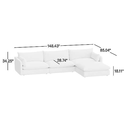 Unwind 4-Piece Reversible Slipcovered Sectional Sofa