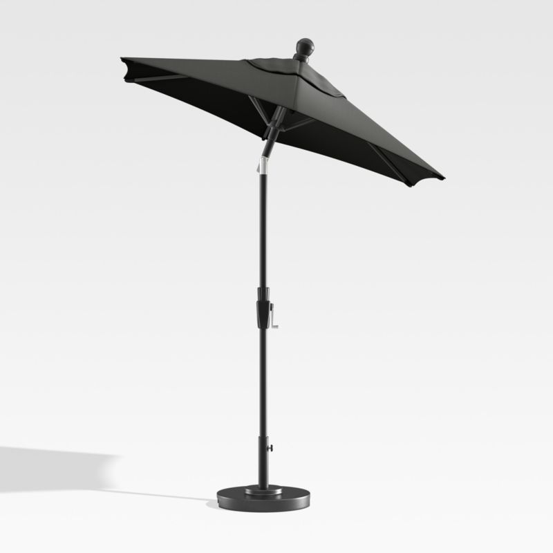 6' Round Sunbrella ® Charcoal Outdoor Patio Umbrella with Tilt Black Frame