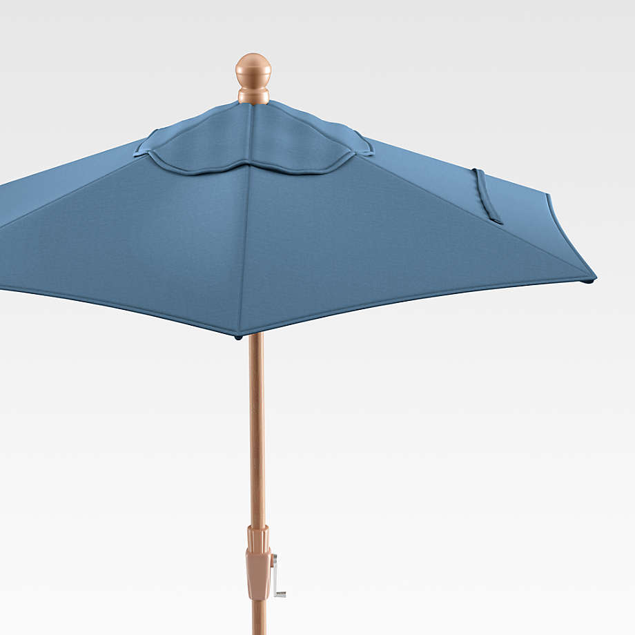 6' Round Sunbrella Sapphire Outdoor Patio Umbrella with Tilt Faux Wood