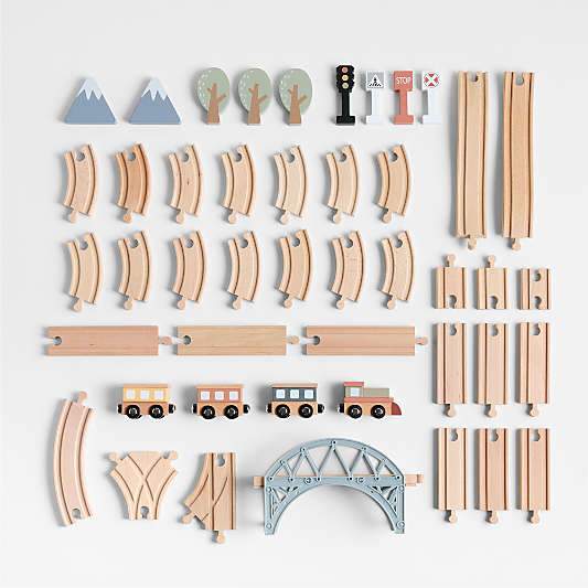 45-Piece Wooden Kids Train Set