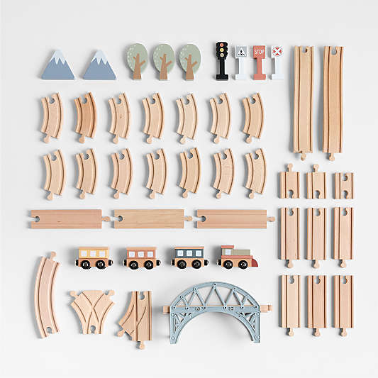 45-Piece Wooden Kids Train Set