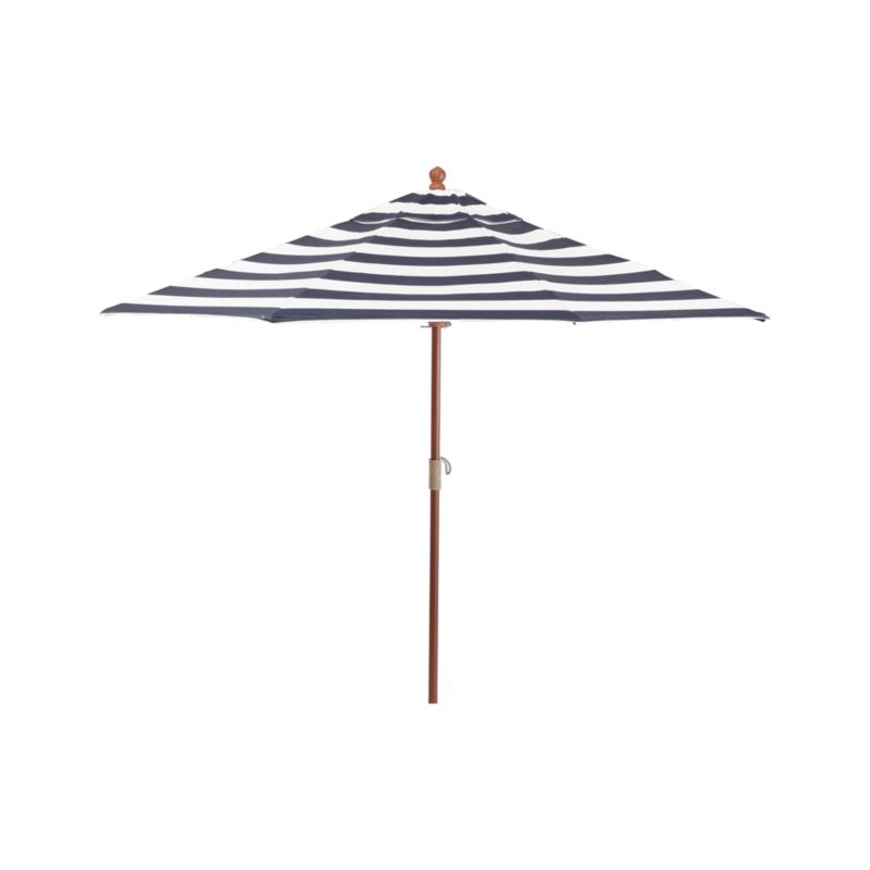 9' Round Sunbrella ® Cabana Stripe Navy Outdoor Patio Umbrella with Eucalyptus Frame - image 5 of 6