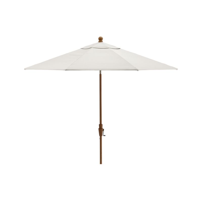 9' Round Sunbrella White Sand Outdoor Patio Umbrella with Tilt Faux ...