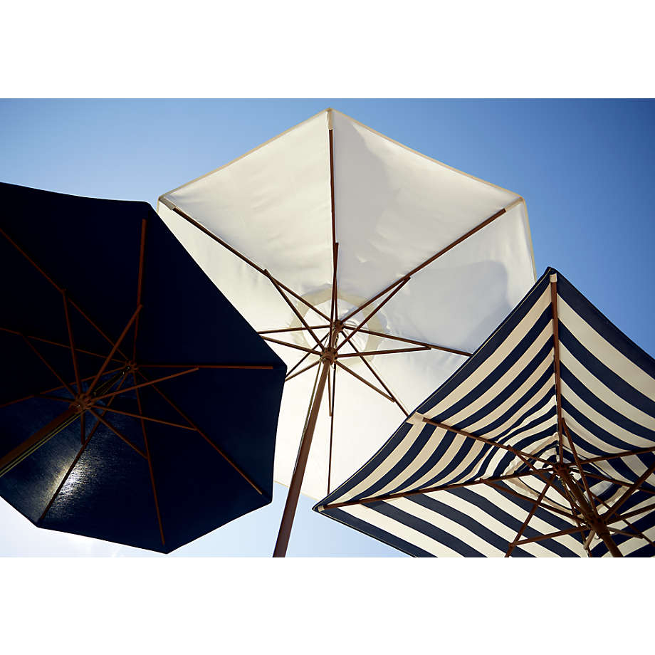 9' Round Sunbrella ® White Sand Outdoor Patio Umbrella with Eucalyptus Frame