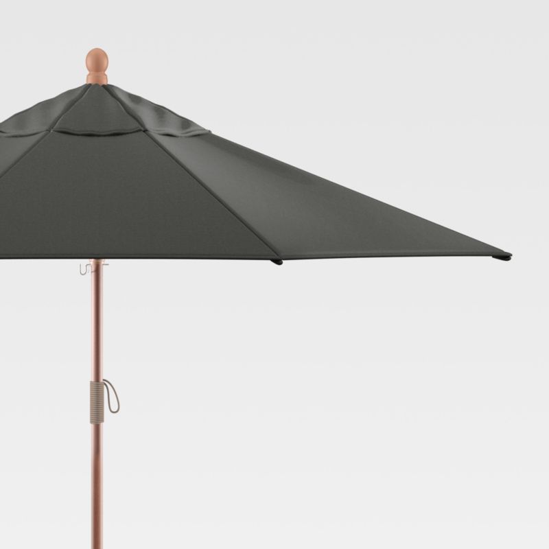 9' Round Sunbrella ® Charcoal Outdoor Patio Umbrella with Eucalyptus Frame