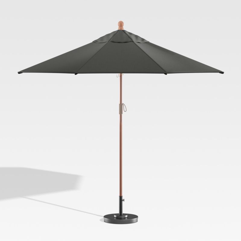 9' Round Sunbrella ® Charcoal Outdoor Patio Umbrella with Eucalyptus Frame - image 2 of 9