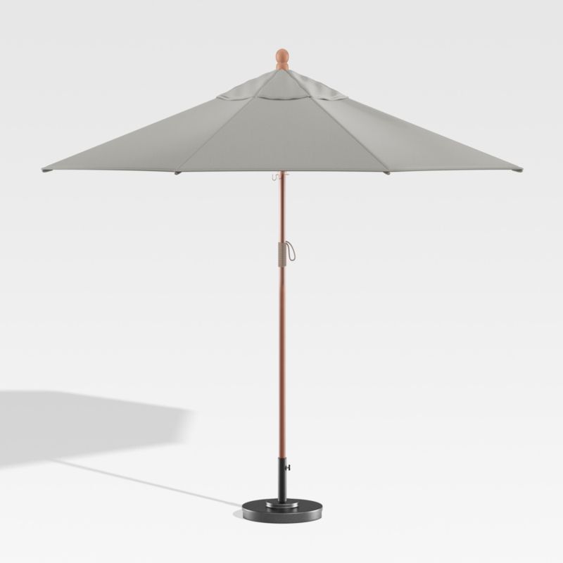 9' Round Sunbrella ® Graphite Outdoor Patio Umbrella with Eucalyptus Frame