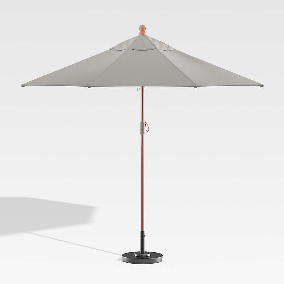 9' Round Sunbrella ® Graphite Outdoor Patio Umbrella with Eucalyptus Frame