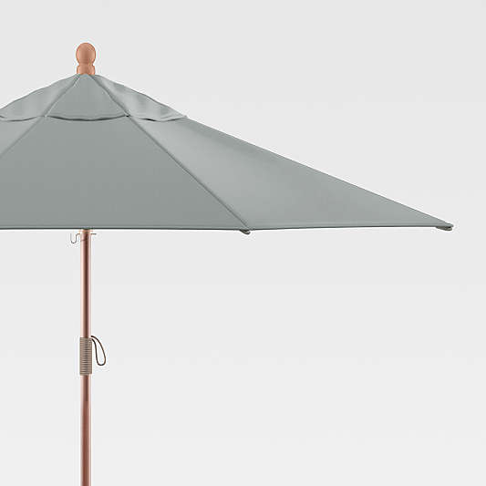 9' Grey Mist Round Outdoor Patio Umbrella Canopy with Eucalyptus Frame