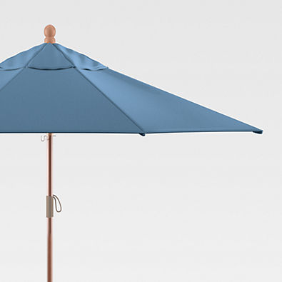 View 9' Round Sunbrella ® Sapphire Outdoor Patio Umbrella with Eucalyptus Frame details