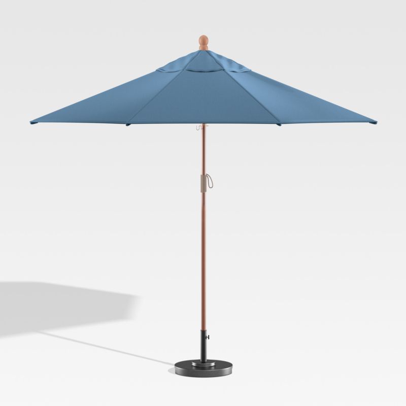 9' Round Sunbrella ® Sapphire Outdoor Patio Umbrella with Eucalyptus Frame - image 1 of 3