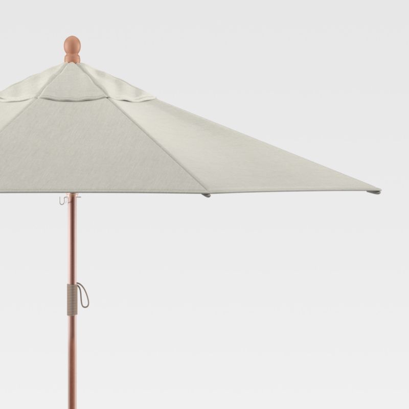 9' Round Sunbrella ® Silver Outdoor Patio Umbrella with Eucalyptus Frame