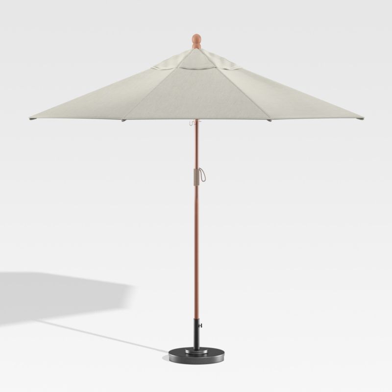 9' Round Sunbrella ® Silver Outdoor Patio Umbrella with Eucalyptus Frame - image 1 of 6