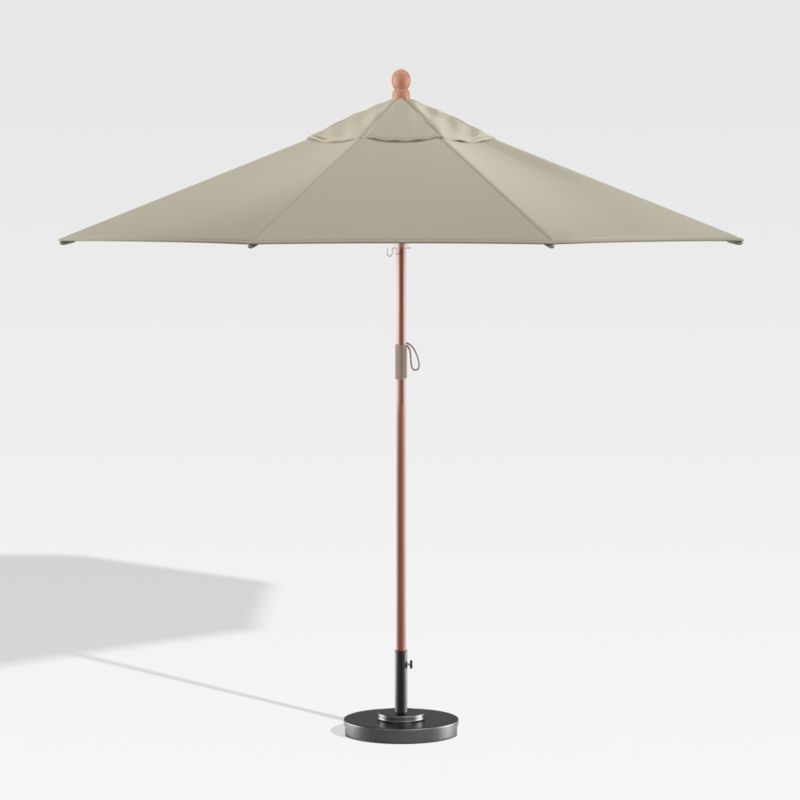 9' Round Sunbrella ® Stone Outdoor Patio Umbrella with Eucalyptus Frame - image 2 of 9