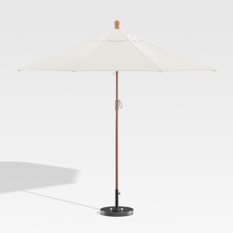 9' Round Sunbrella ® White Sand Outdoor Patio Umbrella with Eucalyptus Frame - image 3 of 10