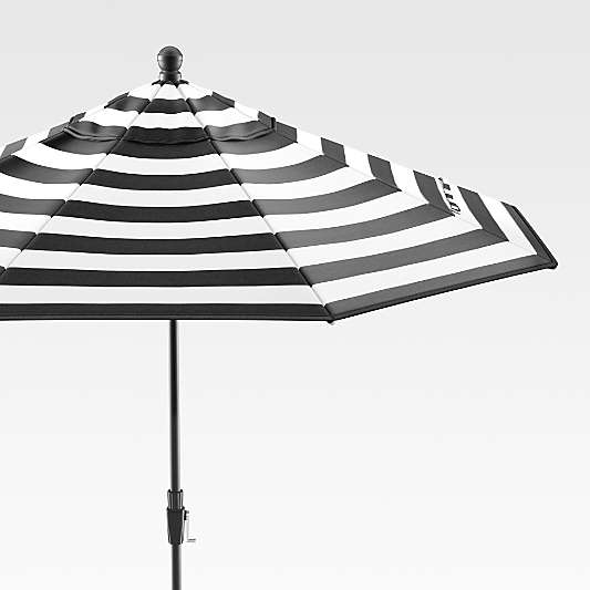 9' Sunbrella ® Black Cabana Stripe Outdoor Patio Umbrella with Black Tilt Frame