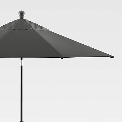 9' Round Sunbrella ® Charcoal Outdoor Patio Umbrella with Tilt Black Frame