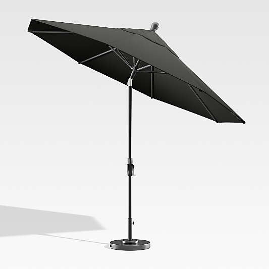 9' Round Sunbrella ® Charcoal Outdoor Patio Umbrella with Tilt Black Frame