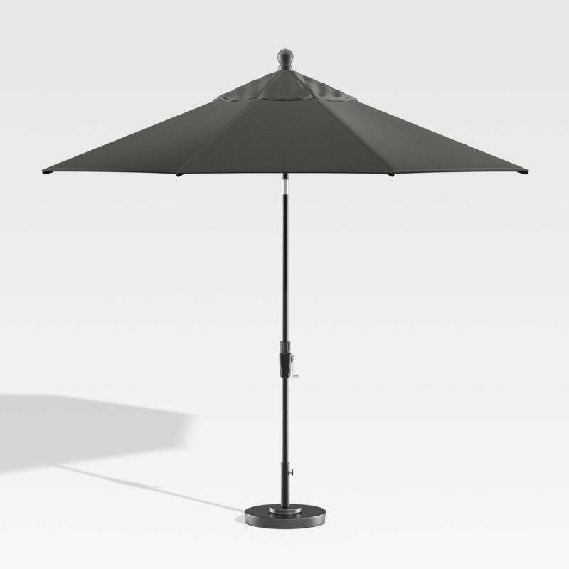 9' Round Sunbrella ® Charcoal Outdoor Patio Umbrella with Tilt Black Frame - image 3 of 7