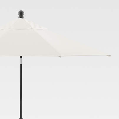 9' Round Sunbrella ® White Sand Outdoor Patio Umbrella with Tilt Black Frame