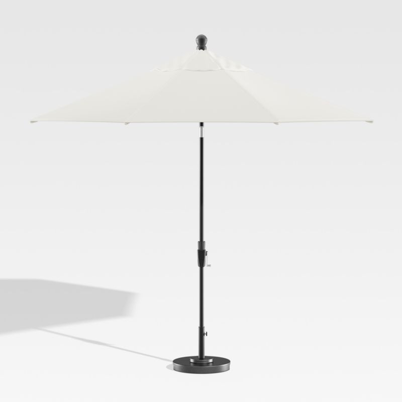 9' Round Sunbrella ® White Sand Outdoor Patio Umbrella with Tilt Black Frame - image 4 of 10