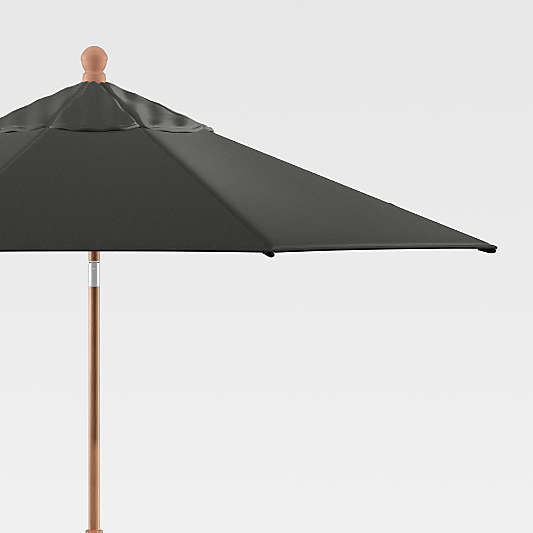 9' Round Sunbrella ® Charcoal Outdoor Patio Umbrella with Tilt Faux Wood Frame